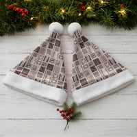 Vintage Aloha Block Quilt Christmas Santa Hat Beige Inspired Lei Motifs - Polynesian Pride