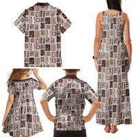 Vintage Aloha Block Quilt Family Matching Tank Maxi Dress and Hawaiian Shirt Beige Inspired Lei Motifs LT9 - Polynesian Pride