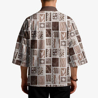 Vintage Aloha Block Quilt Kimono Beige Inspired Lei Motifs - Polynesian Pride