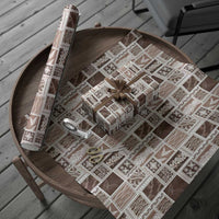 Vintage Aloha Block Quilt Wrapping Paper Beige Inspired Lei Motifs - Polynesian Pride
