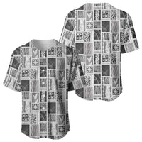 Vintage Aloha Block Quilt Baseball Jersey Black Inspired Lei Motifs - Polynesian Pride