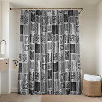 Vintage Aloha Block Quilt Bathroom Set Black Inspired Lei Motifs - Polynesian Pride
