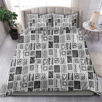 Vintage Aloha Block Quilt Bedding Set Black Inspired Lei Motifs - Polynesian Pride