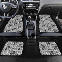 Vintage Aloha Block Quilt Car Mats Black Inspired Lei Motifs LT9 Set 4pcs Black - Polynesian Pride