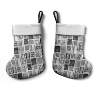 Vintage Aloha Block Quilt Christmas Stocking Black Inspired Lei Motifs - Polynesian Pride