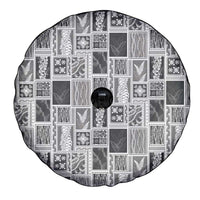 Vintage Aloha Block Quilt Spare Tire Cover Black Inspired Lei Motifs - Polynesian Pride