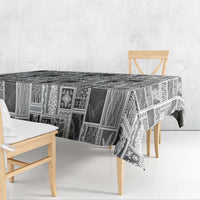 Vintage Aloha Block Quilt Tablecloth Black Inspired Lei Motifs - Polynesian Pride