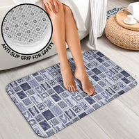 Vintage Aloha Block Quilt Bathroom Set Blue Inspired Lei Motifs - Polynesian Pride