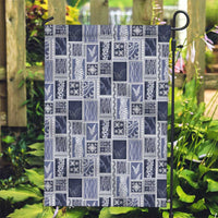 Vintage Aloha Block Quilt Garden Flag Blue Inspired Lei Motifs LT9 Garden Flag Blue - Polynesian Pride