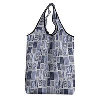 Vintage Aloha Block Quilt Grocery Bag Blue Inspired Lei Motifs - Polynesian Pride