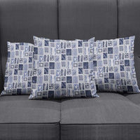 Vintage Aloha Block Quilt Pillow Cover Blue Inspired Lei Motifs - Polynesian Pride