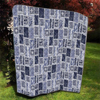 Vintage Aloha Block Quilt Quilt Blue Inspired Lei Motifs - Polynesian Pride