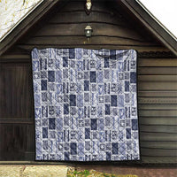 Vintage Aloha Block Quilt Quilt Blue Inspired Lei Motifs - Polynesian Pride