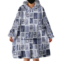 Vintage Aloha Block Quilt Wearable Blanket Hoodie Blue Inspired Lei Motifs LT9 - Polynesian Pride