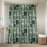 Vintage Aloha Block Quilt Bathroom Set Green Inspired Lei Motifs LT9 Shower Curtain Only Green - Polynesian Pride