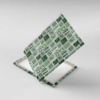 Vintage Aloha Block Quilt Canvas Wall Art Green Inspired Lei Motifs LT9 With Frame Green - Polynesian Pride