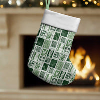 Vintage Aloha Block Quilt Christmas Stocking Green Inspired Lei Motifs LT9 Set of 2 Green - Polynesian Pride