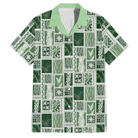 Vintage Aloha Block Quilt Family Matching Summer Maxi Dress and Hawaiian Shirt Green Inspired Lei Motifs LT9 Dad's Shirt - Short Sleeve Green - Polynesian Pride