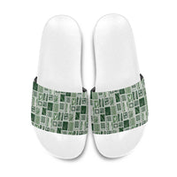 Vintage Aloha Block Quilt Slide Sandals Green Inspired Lei Motifs LT9 Green - Polynesian Pride