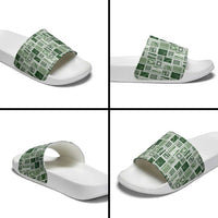 Vintage Aloha Block Quilt Slide Sandals Green Inspired Lei Motifs LT9 - Polynesian Pride