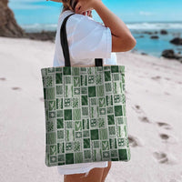 Vintage Aloha Block Quilt Tote Bag Green Inspired Lei Motifs - Polynesian Pride
