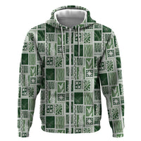 Vintage Aloha Block Quilt Zip Hoodie Green Inspired Lei Motifs LT9 Zip Hoodie Green - Polynesian Pride