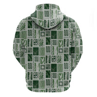Vintage Aloha Block Quilt Zip Hoodie Green Inspired Lei Motifs LT9 - Polynesian Pride