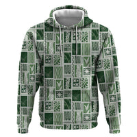 Vintage Aloha Block Quilt Zip Hoodie Green Inspired Lei Motifs LT9 Pullover Hoodie Green - Polynesian Pride