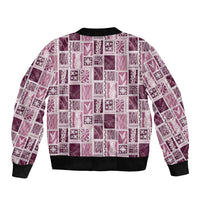 Vintage Aloha Block Quilt Bomber Jacket Pink Inspired Lei Motifs - Polynesian Pride
