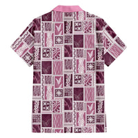 Vintage Aloha Block Quilt Family Matching Off The Shoulder Long Sleeve Dress and Hawaiian Shirt Pink Inspired Lei Motifs LT9 - Polynesian Pride