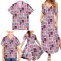 Vintage Aloha Block Quilt Family Matching Summer Maxi Dress and Hawaiian Shirt Pink Inspired Lei Motifs LT9 - Polynesian Pride