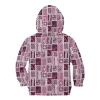 Vintage Aloha Block Quilt Kid Hoodie Pink Inspired Lei Motifs LT9 - Polynesian Pride