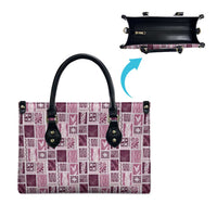 Vintage Aloha Block Quilt Leather Bag Pink Inspired Lei Motifs - Polynesian Pride