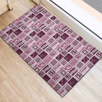 Vintage Aloha Block Quilt Rubber Doormat Pink Inspired Lei Motifs - Polynesian Pride