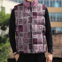 Vintage Aloha Block Quilt Sleeveless Puffer Jacket Pink Inspired Lei Motifs LT9 - Polynesian Pride