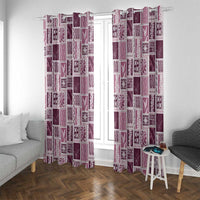 Vintage Aloha Block Quilt Window Curtain Pink Inspired Lei Motifs - Polynesian Pride