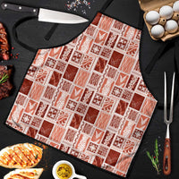 Vintage Aloha Block Quilt Apron Red Inspired Lei Motifs - Polynesian Pride