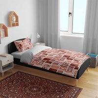 Vintage Aloha Block Quilt Bedding Set Red Inspired Lei Motifs - Polynesian Pride