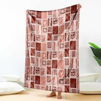Vintage Aloha Block Quilt Blanket Red Inspired Lei Motifs - Polynesian Pride