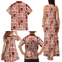 Vintage Aloha Block Quilt Family Matching Tank Maxi Dress and Hawaiian Shirt Red Inspired Lei Motifs LT9 - Polynesian Pride