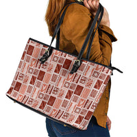 Vintage Aloha Block Quilt Leather Tote Bag Red Inspired Lei Motifs LT9 - Polynesian Pride
