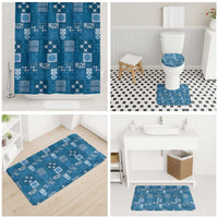 Vintage Hawaiian Quilting Patterns Bathroom Set Blue Style Tribal Fabric Patchwork - Polynesian Pride