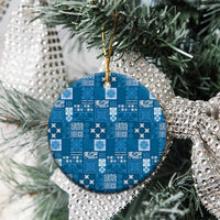 Vintage Hawaiian Quilting Patterns Ceramic Ornament Blue Style Tribal Fabric Patchwork - Polynesian Pride