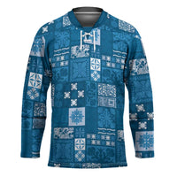 Vintage Hawaiian Quilting Patterns Hockey Jersey Blue Style Tribal Fabric Patchwork - Polynesian Pride