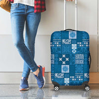 Vintage Hawaiian Quilting Patterns Luggage Cover Blue Style Tribal Fabric Patchwork - Polynesian Pride