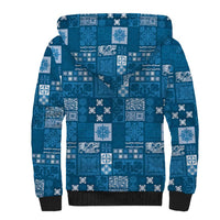 Vintage Hawaiian Quilting Patterns Sherpa Hoodie Blue Style Tribal Fabric Patchwork - Polynesian Pride
