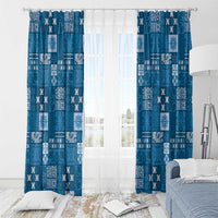 Vintage Hawaiian Quilting Patterns Window Curtain Blue Style Tribal Fabric Patchwork - Polynesian Pride