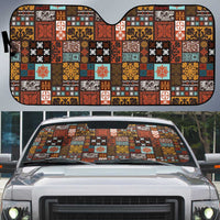 Vintage Hawaiian Quilting Patterns Auto Sun Shade Brown Style Tribal Fabric Patchwork LT9 Brown - Polynesian Pride