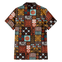 Vintage Hawaiian Quilting Patterns Family Matching Tank Maxi Dress and Hawaiian Shirt Brown Style Tribal Fabric Patchwork - Polynesian Pride