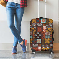 Vintage Hawaiian Quilting Patterns Luggage Cover Brown Style Tribal Fabric Patchwork - Polynesian Pride